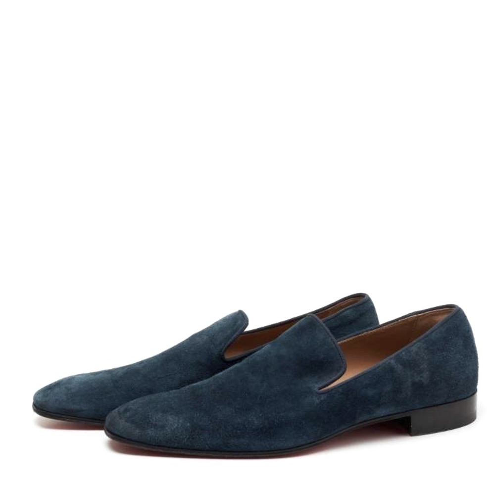 Christian Louboutin Blue Suede Dandelion Smoking Slippers Size 40.5